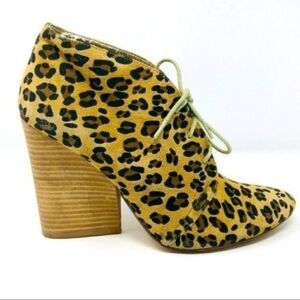 Matt Bernson Special project womans Cheetah Ankle Heeled Boot Lace up 8 BoxK
